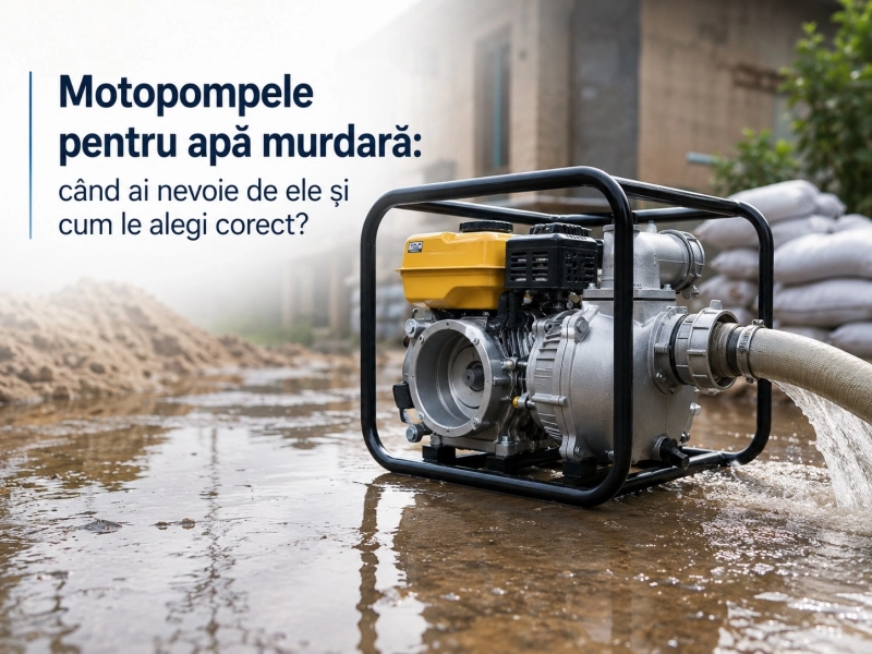 Motopompă pentru apă murdară: cum alegi debitul, refularea și dimensiunea particulelor