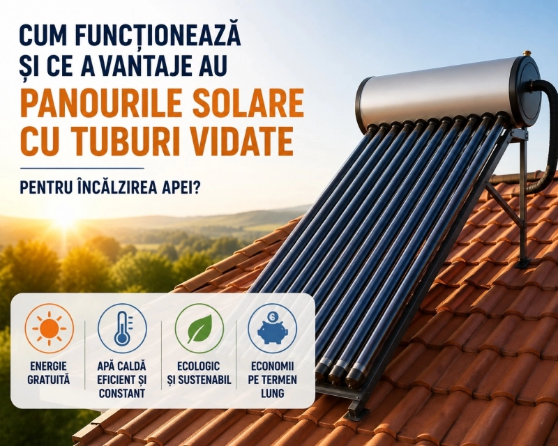 Panouri solare cu tuburi vidate: functionare, eficienta, dimensionare si costuri
