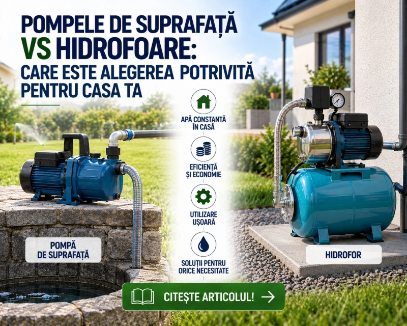 Pompa de suprafata vs hidrofor: diferente si cum alegi corect